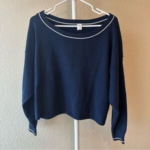 Gilly Hicks Hollister navy boat neck pullover sweater size medium NWT